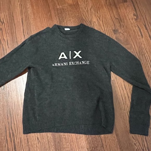 A|X Armani Exchange Pullover Crewneck Sweater with bold logo Gray - Picture 8 of 8